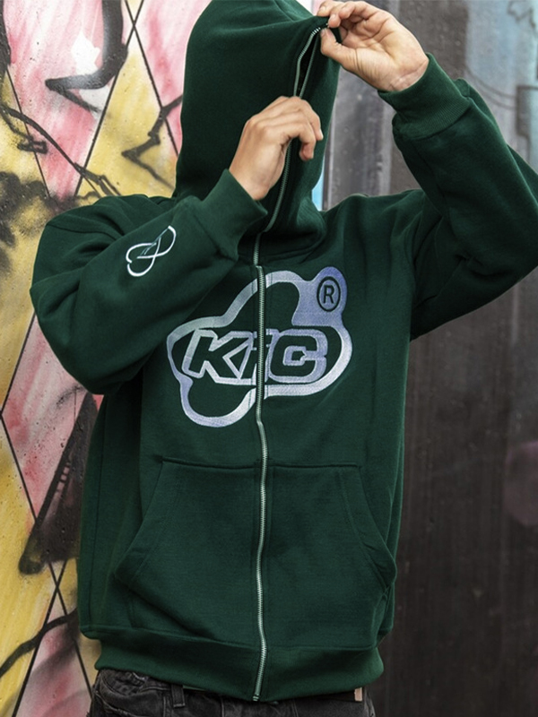 Men's Print Zip Up Oversized Hoodie-1