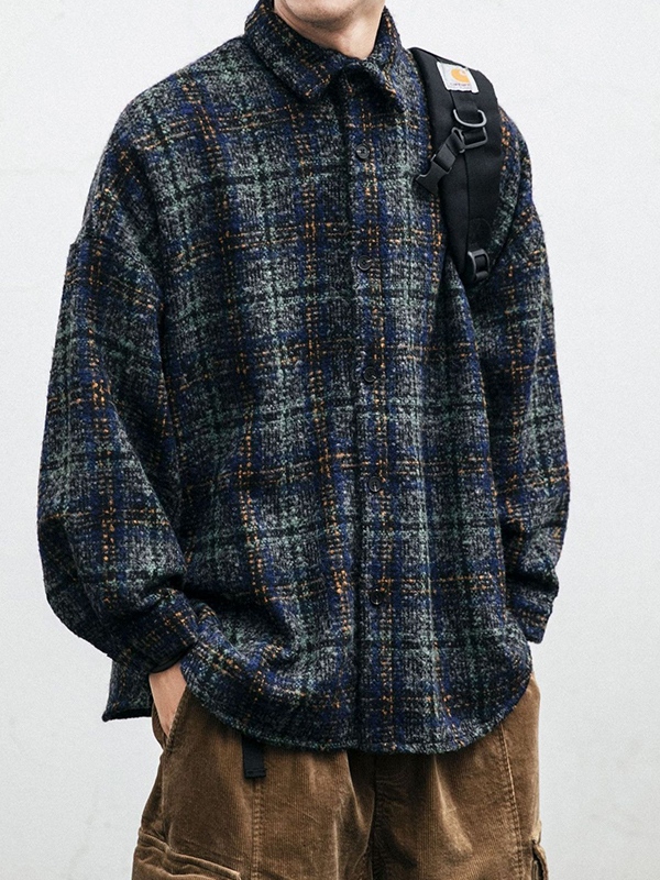 Men's Vintage Plaid Print Jacket-1