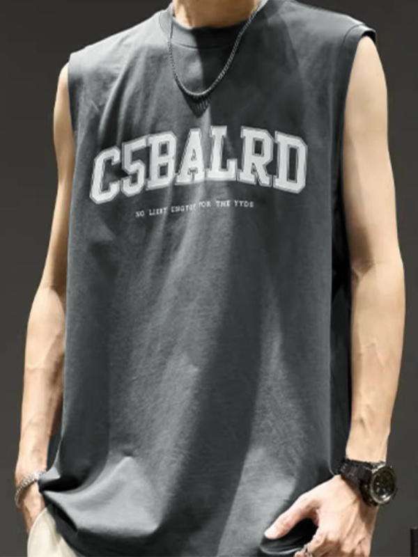 Men's Letter Print Vest-2