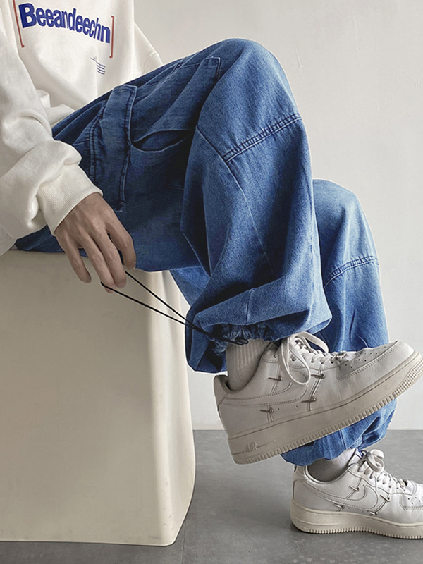 Men's Vintage Loose Cargo Jeans-2