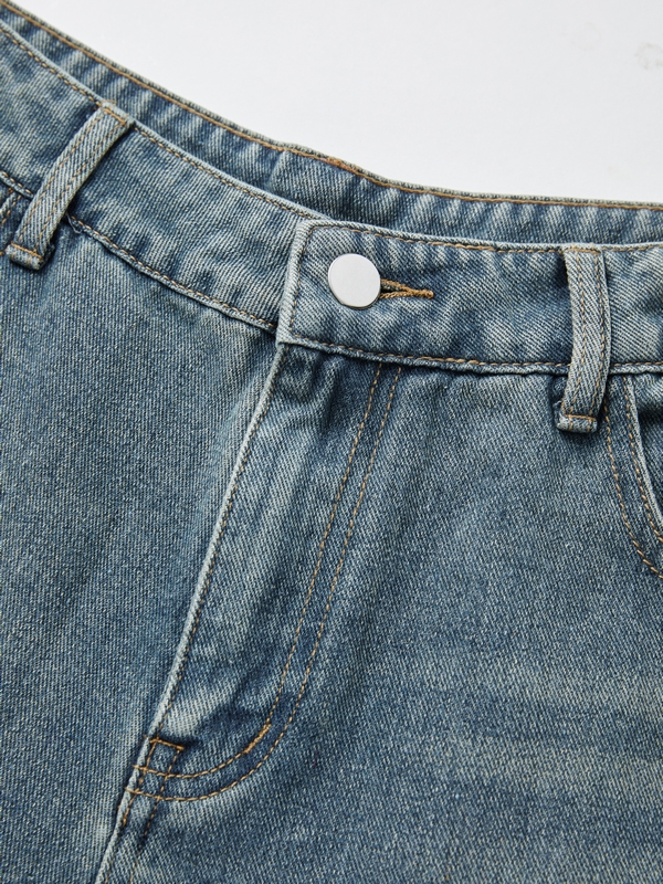 Men's Faded Vintage Denim Loose Jeans-7