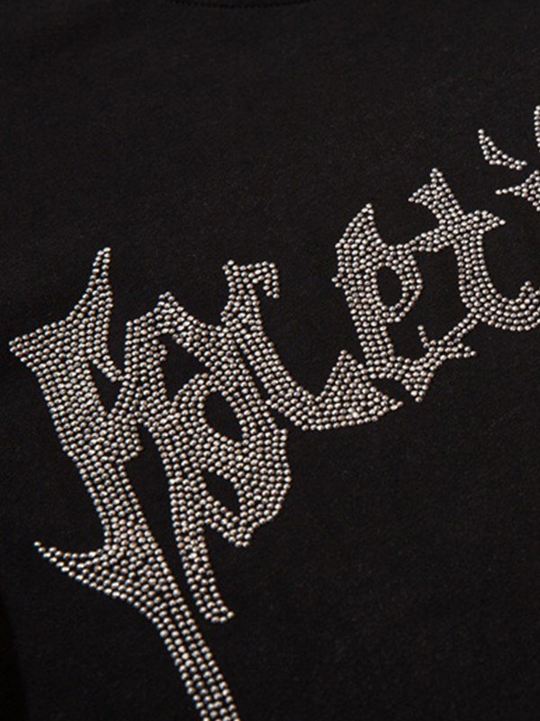 Men's Rhinestone Letter Short Sleeve Tee-3