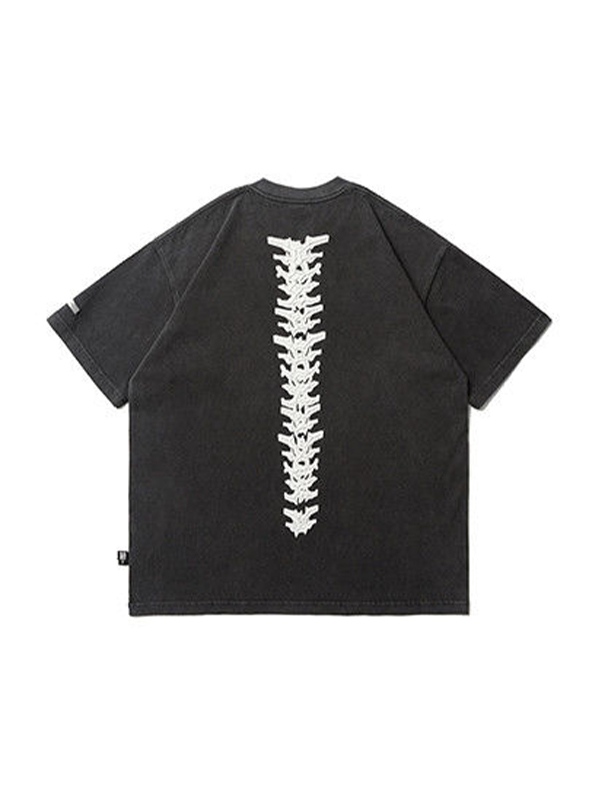 Men's Washed Old Skull Print Oversized Short Sleeve Tee-4