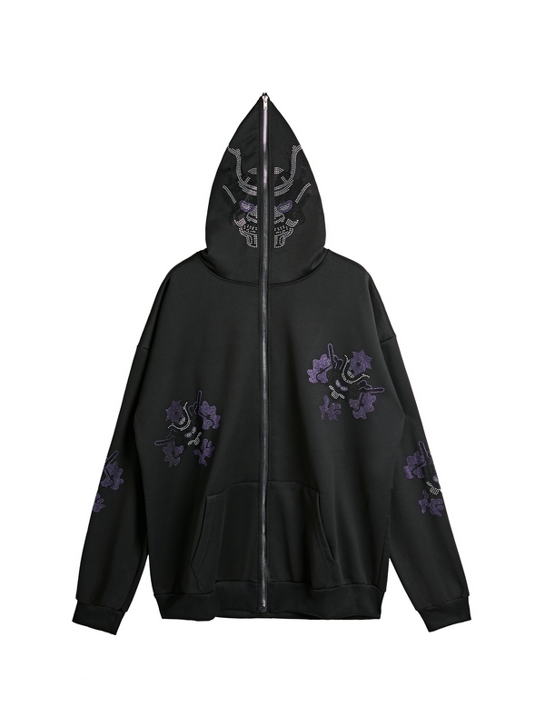 Men's Rhinestone Print Oversized Hoodie-2