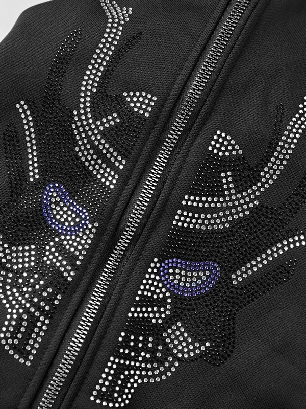 Men's Rhinestone Print Oversized Hoodie-3