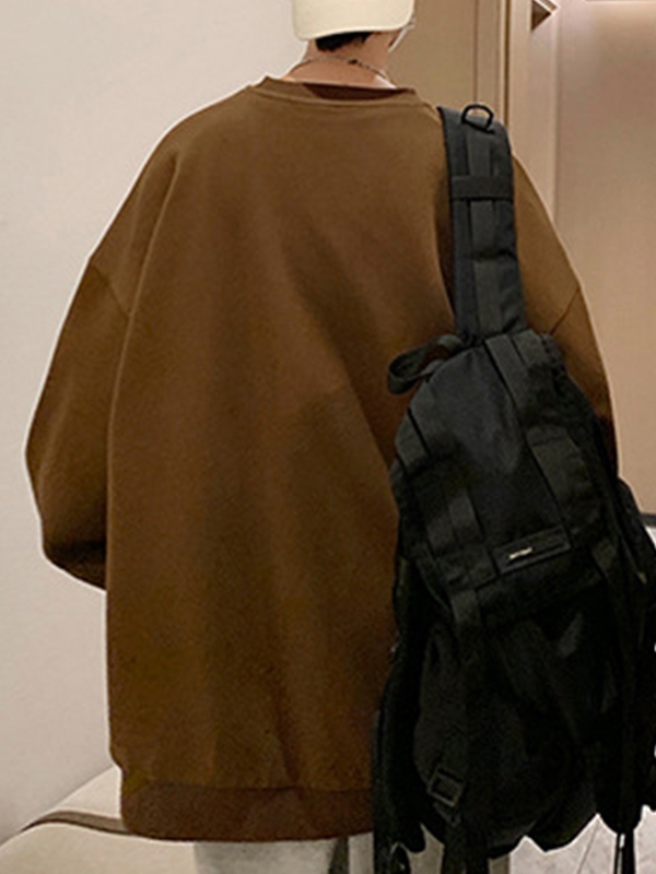 Men's Bear Print Splice Sweatshirt-1