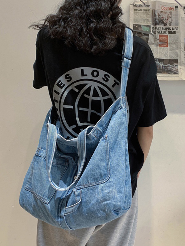 Vintage Denim Large Shopper Bag-4