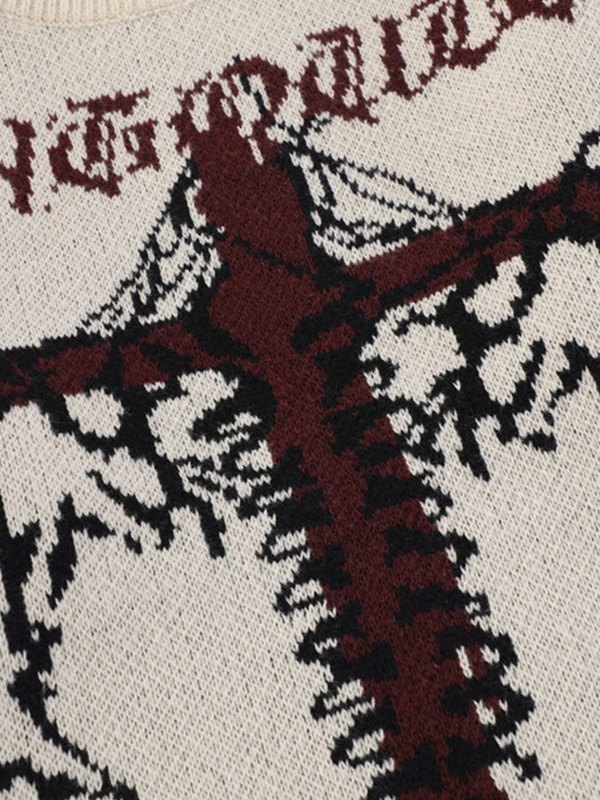 Men's Cross Jacquard Distressed Sweater-3