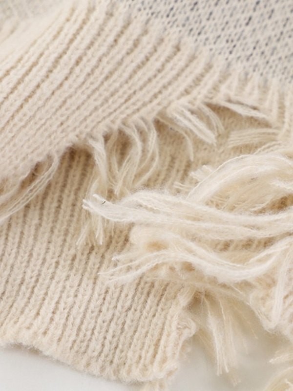 Men's Cross Jacquard Distressed Sweater-4