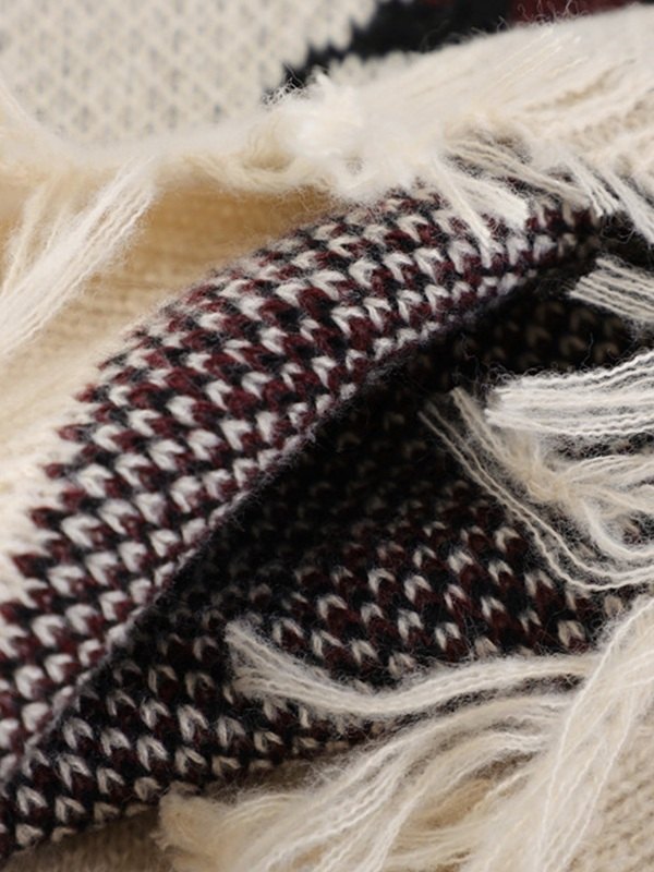 Men's Cross Jacquard Distressed Sweater-5