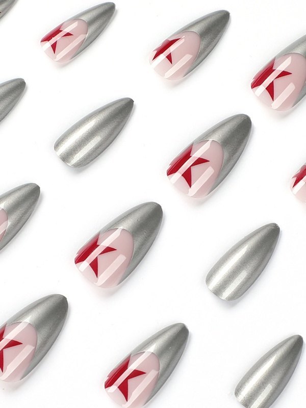 24pcs Star Pattern Press On Nails-3