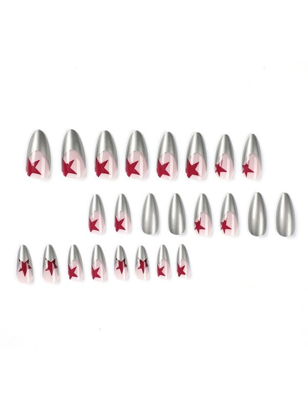 24pcs Star Pattern Press On Nails-1