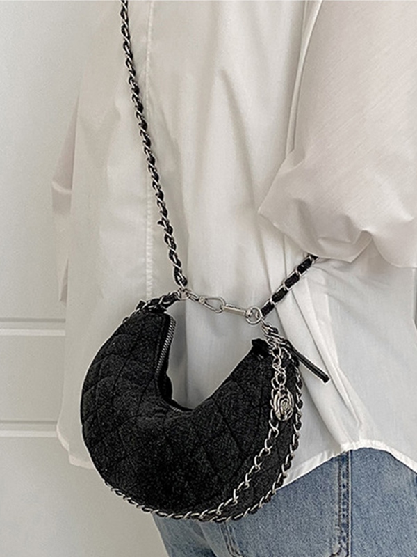 Denim Rhombus Chain Crossbody Bag-3