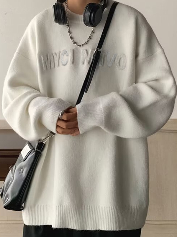 Men's Three Dimensional Letter Jacquard Sweater-2