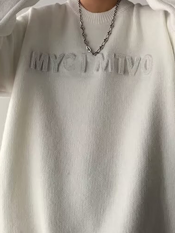 Men's Three Dimensional Letter Jacquard Sweater-3