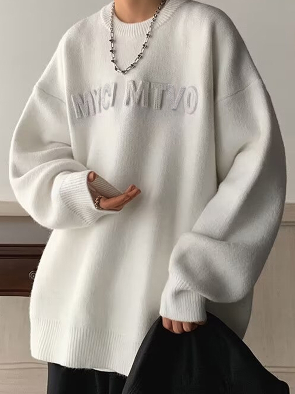 Men's Three Dimensional Letter Jacquard Sweater-1