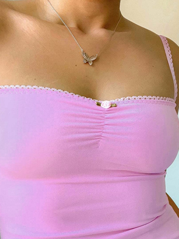 Cutout Trim Ruched Cami Top-1